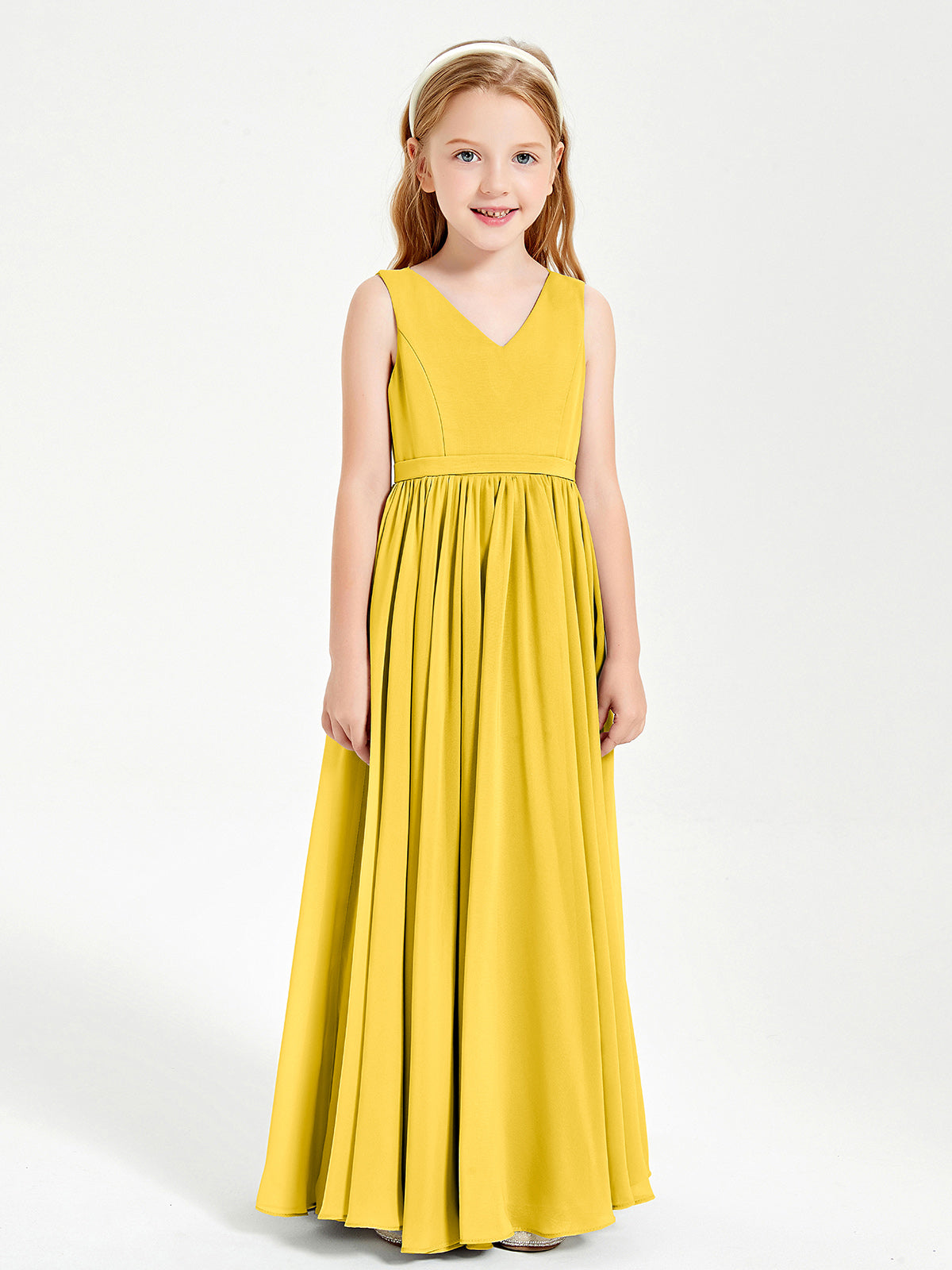 Chic Elegant Sleeveless Dresses for Junior Bridesmaids Marigold